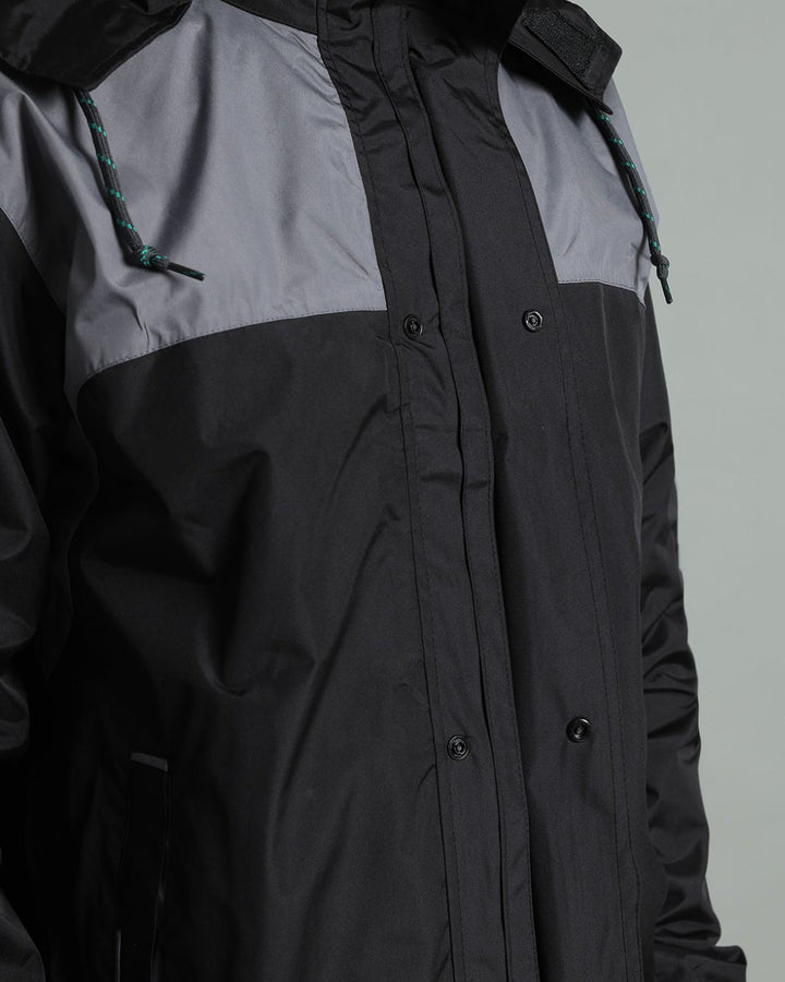 Black with Grey Shoulder Panel - Rain Jacket with Pant