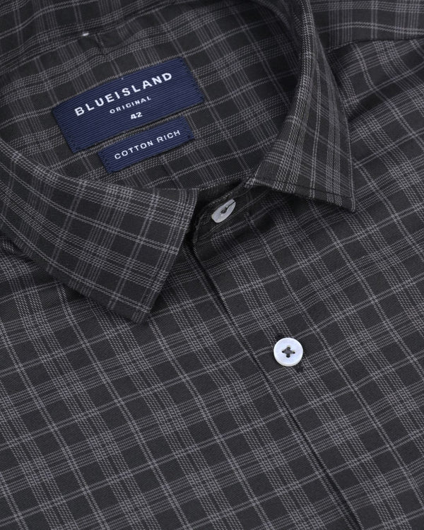 Black Multi Line Box Checks - Full-Cotton Rich