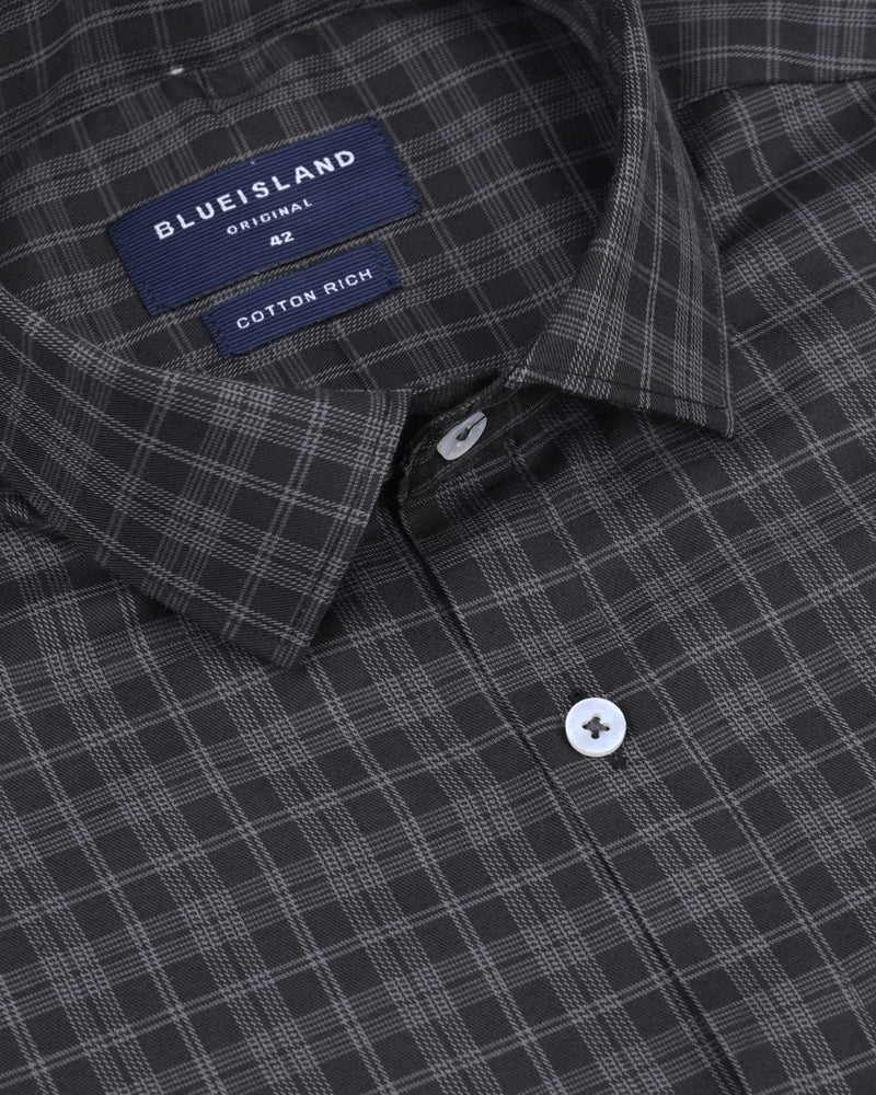 Black Multi Line Box Checks - Full-Cotton Rich