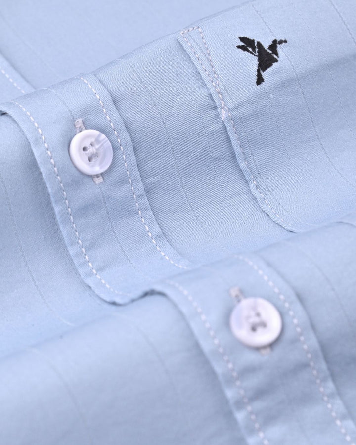 Teal Blue Vertical Stripes -Full-Stain Proof