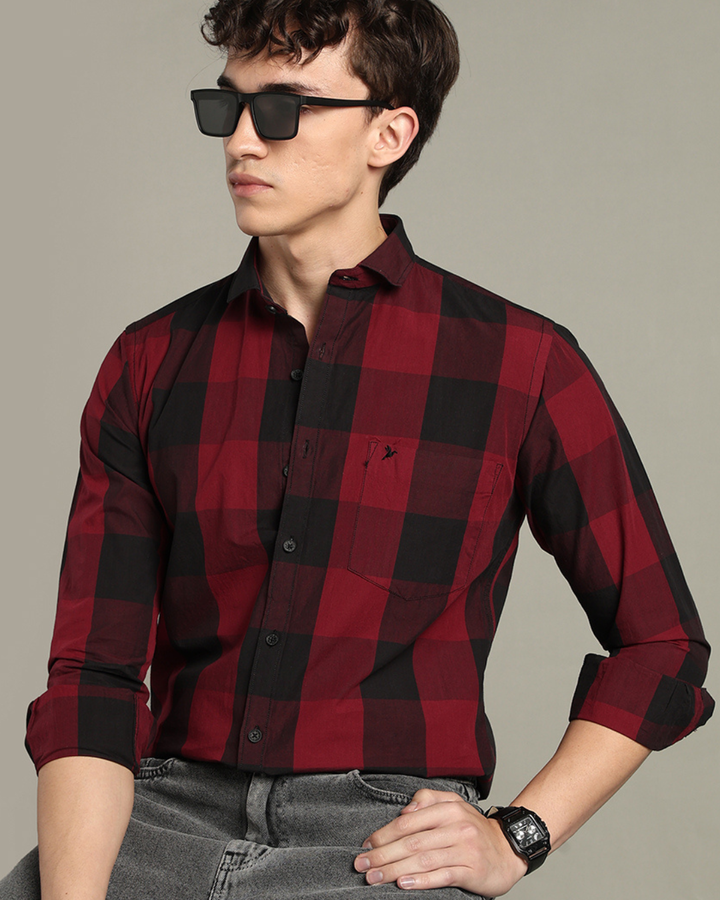 Maroon Box Checks -Full-Stain Proof