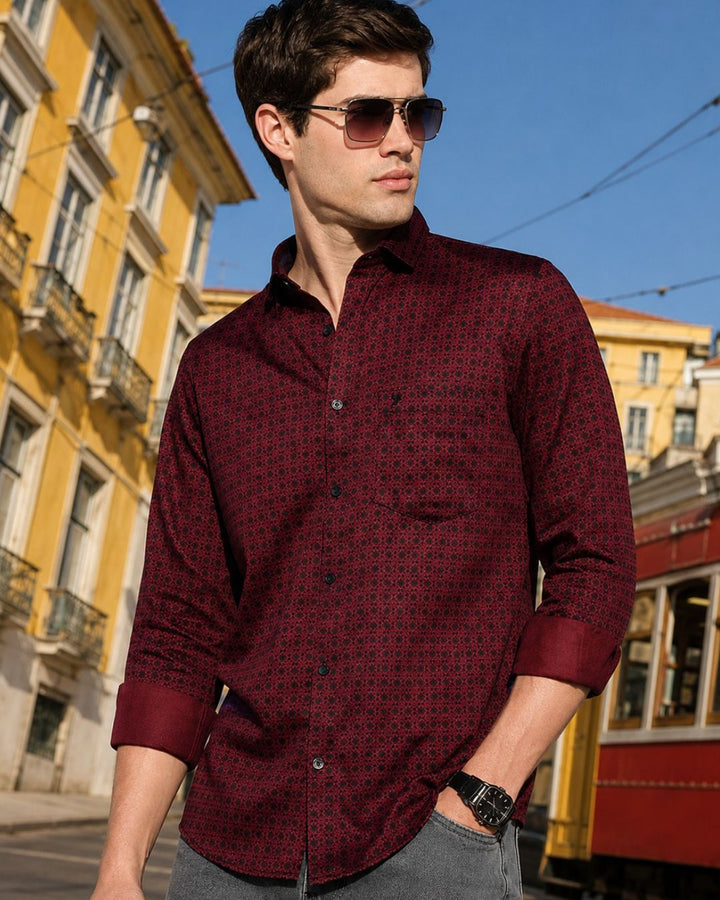 Maroon Mosaic Print -Full-Stain Proof