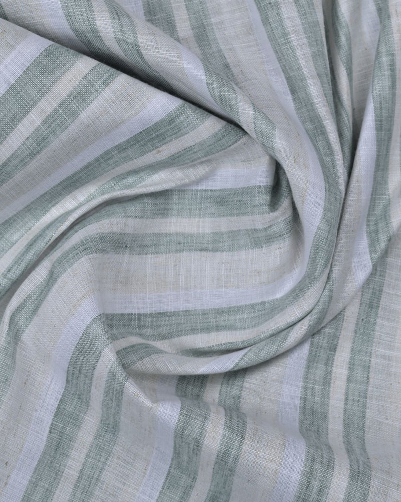 Olive Green Broad Stripes -Full-Bamboo Linen