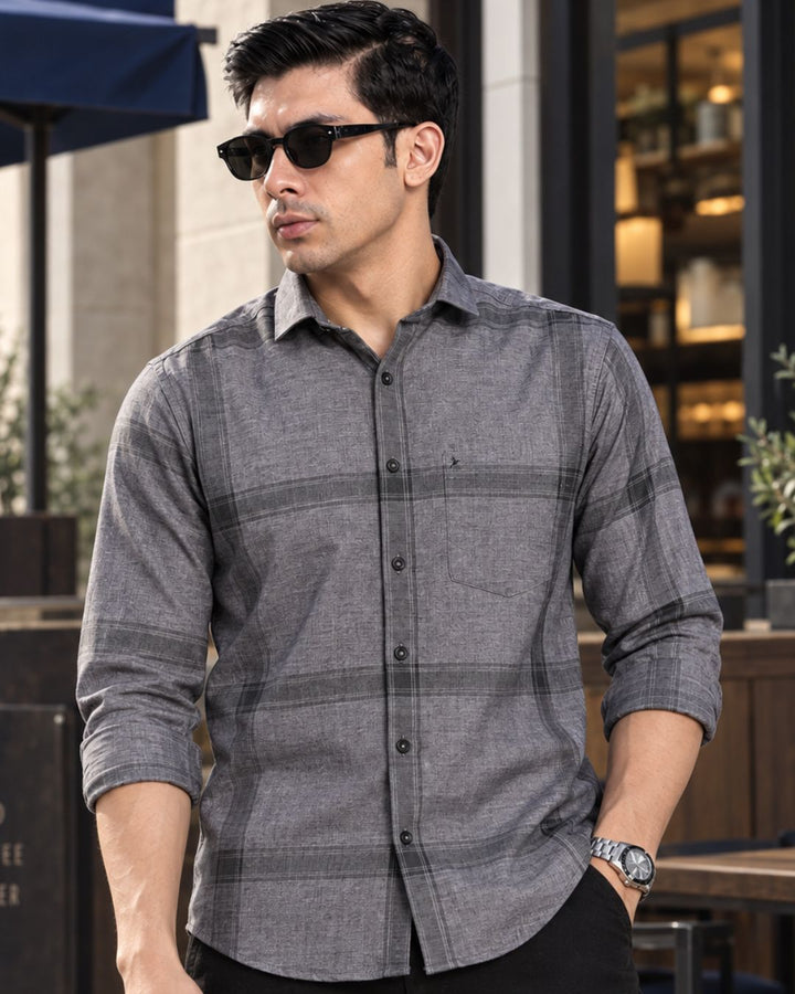 Metal Grey Large Checks -Full-Stain Proof