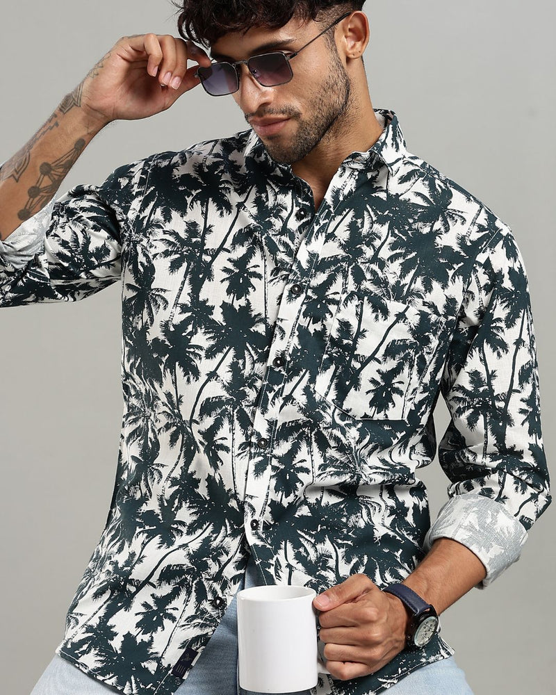 White Palm Grove Print -Full-Stain Proof