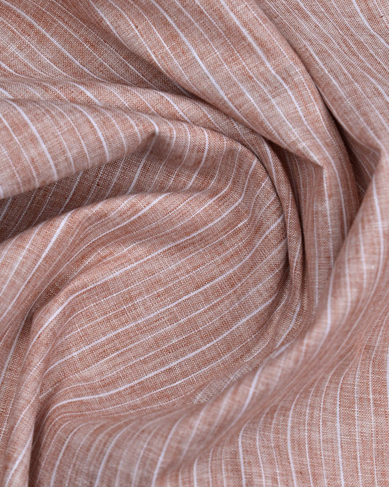 Teak Brown Line Stripes -Full-Bamboo Linen