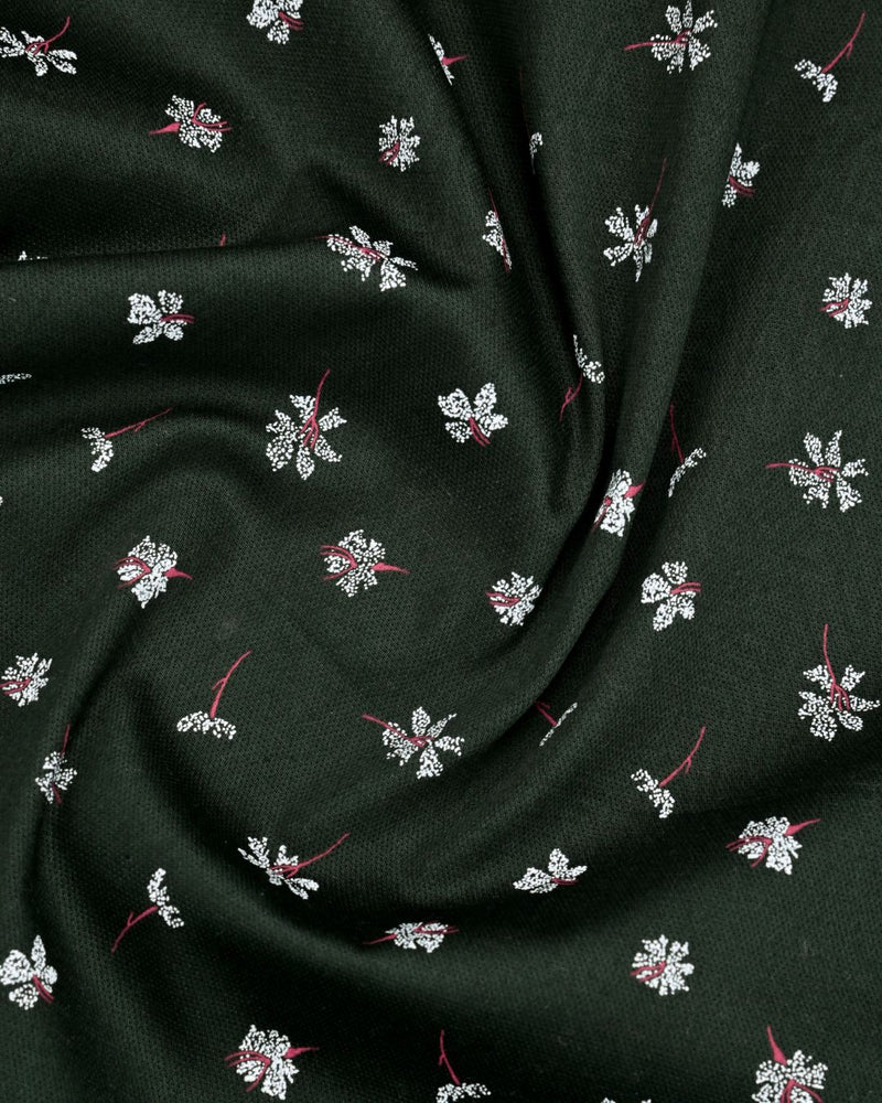 Dark Green Flower Print-Full-Stain Proof