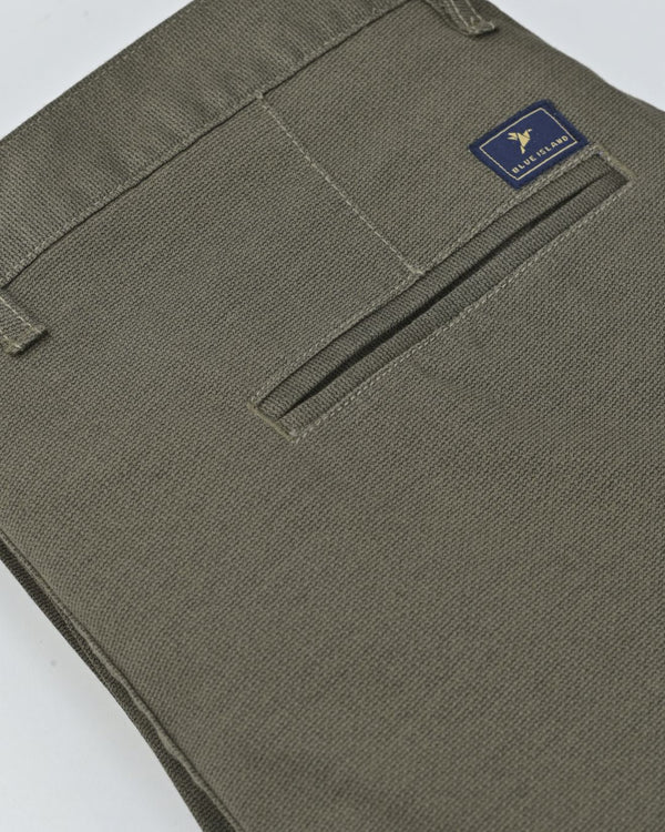 Army Green Wave Printed - 2 way stretch - COTTON PANT