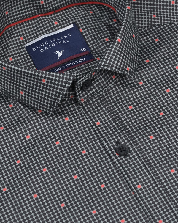 Red on Black Dotted Print-Full-Stain Proof