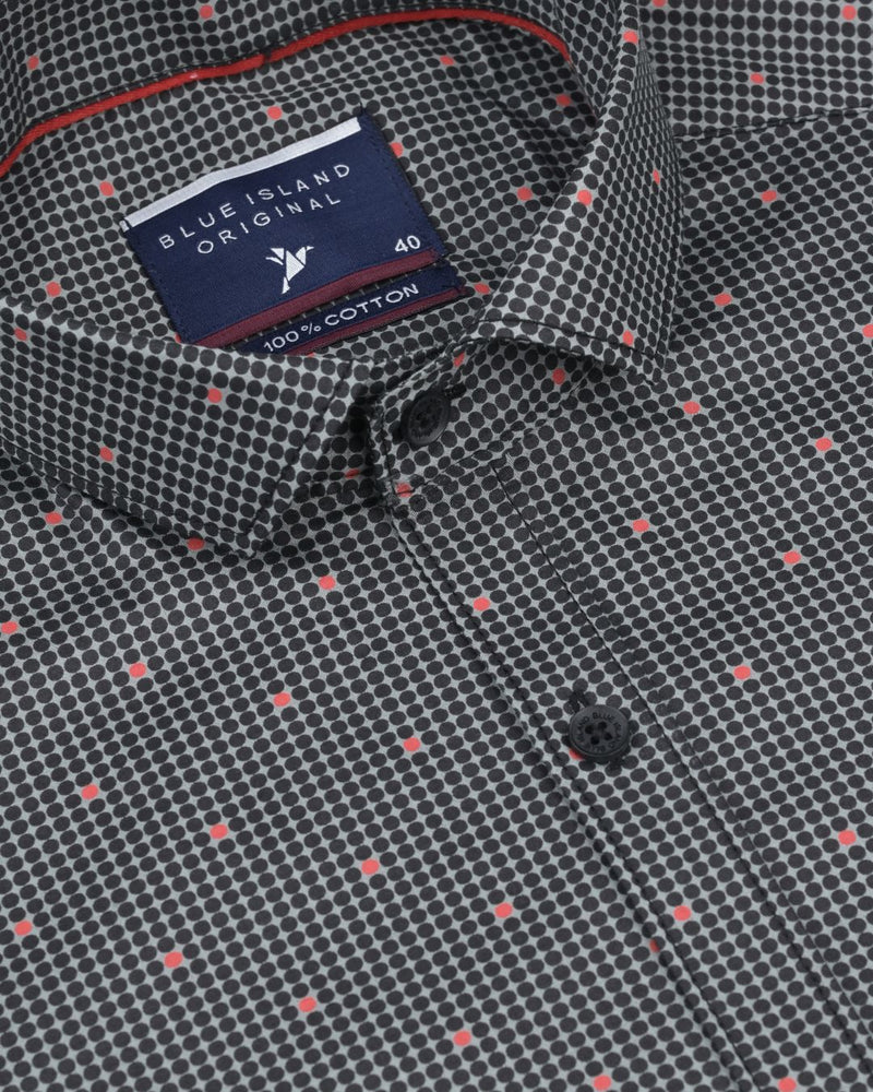 Red on Black Dotted Print-Full-Stain Proof