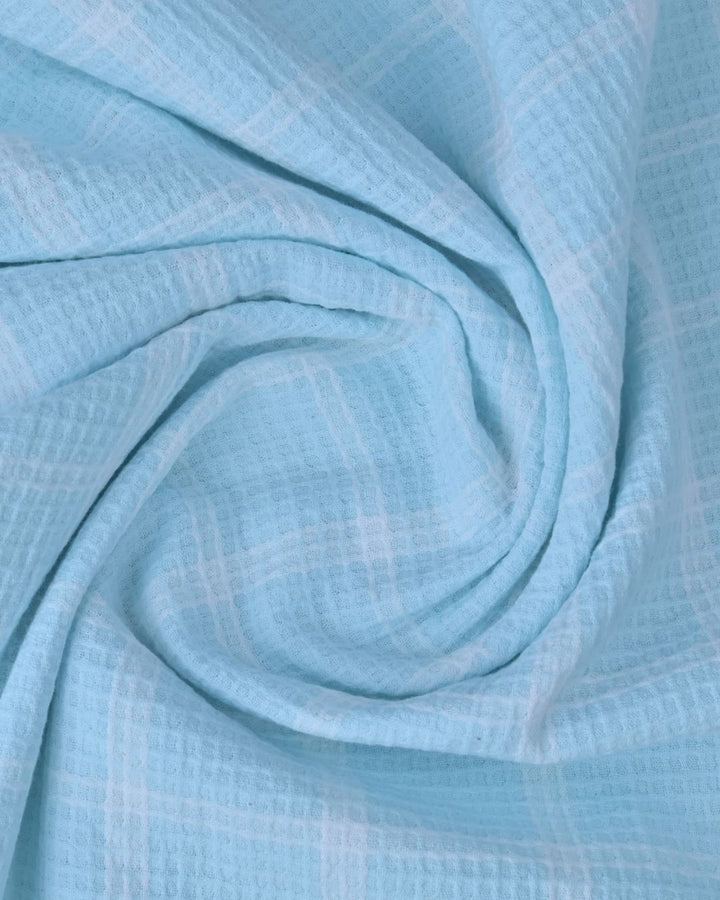 Aqua Blue & White Checks-Full-Stain Proof