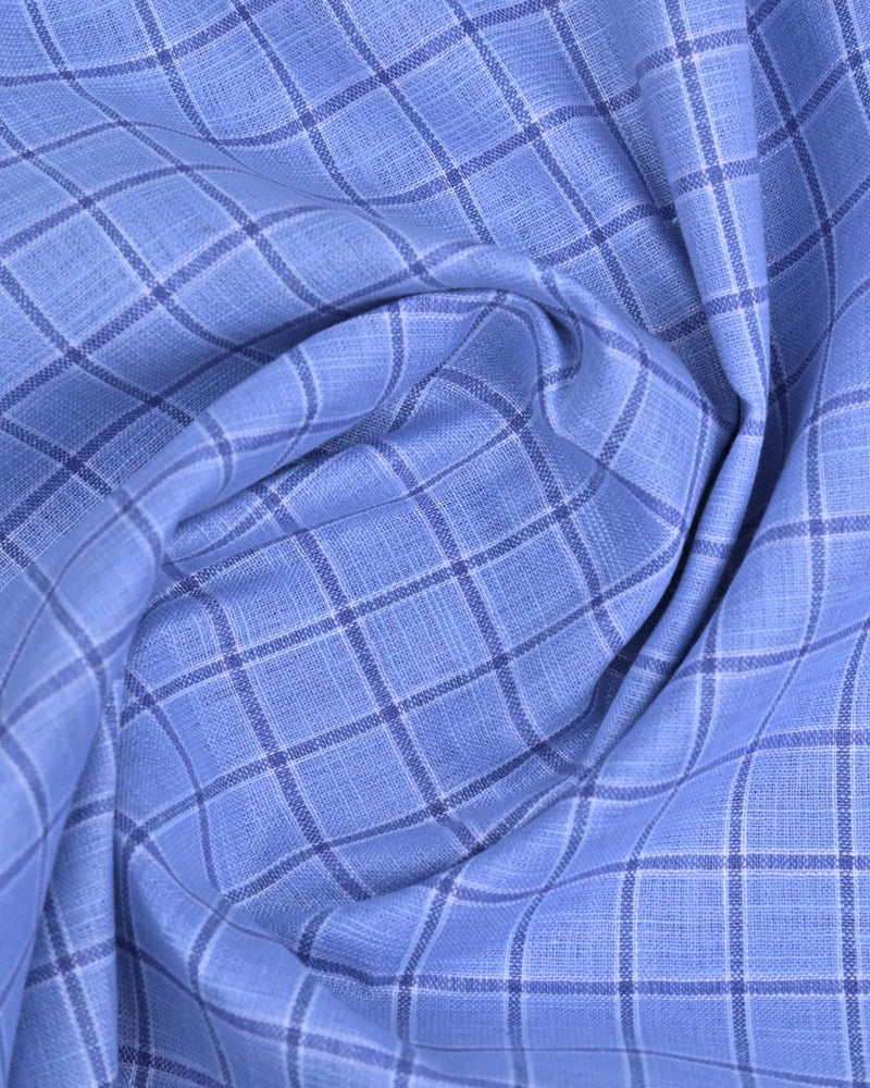Frost Blue Box Checks -Full-Bamboo Linen