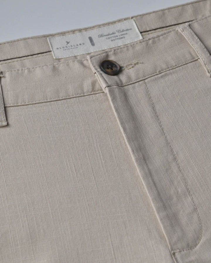 Dark Cream - 2 way stretch - COTTON LINEN PANT