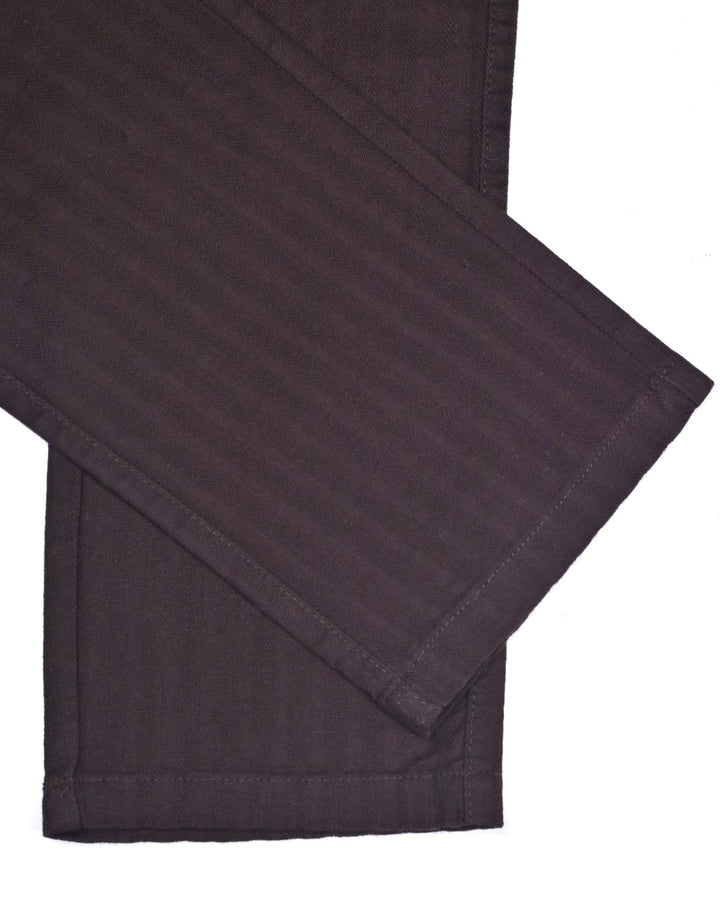 Choco Brown Stripes - 2 way stretch - COTTON LINEN PANT