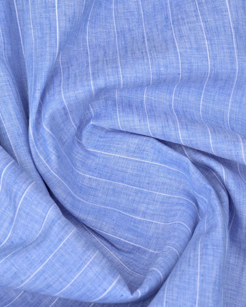 Blue Casual Stripes -Full-Bamboo Linen