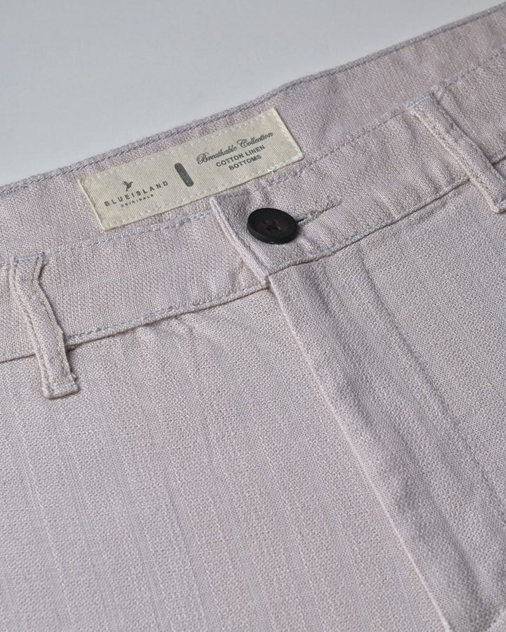 Cream Grain Stripes - 2 way stretch - COTTON LINEN PANT
