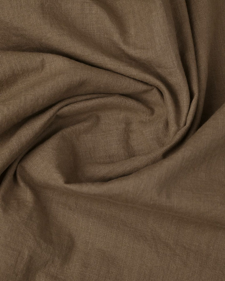Dark Khaki Solid-Full-Cotton Linen Shirt