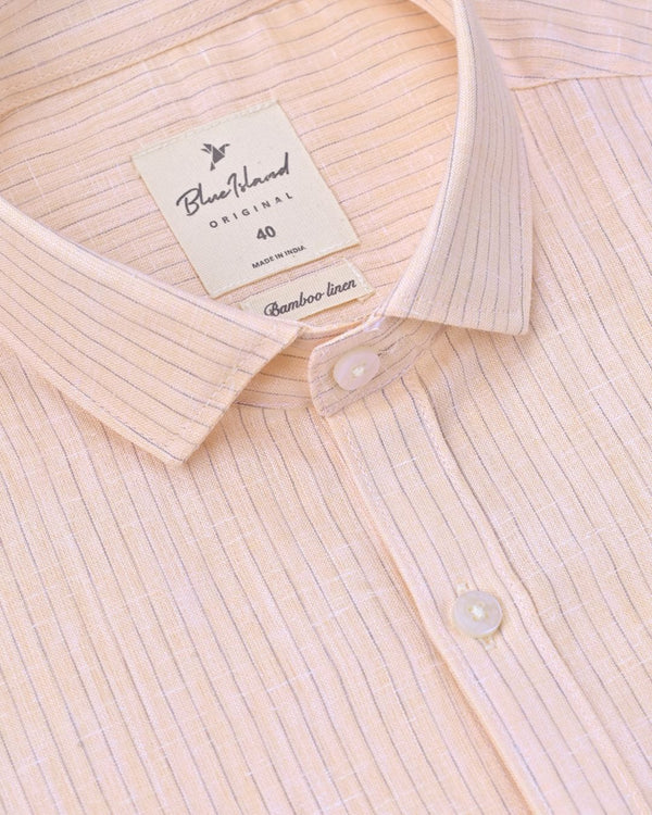 Orange Mini Stripes -Full-Bamboo Linen