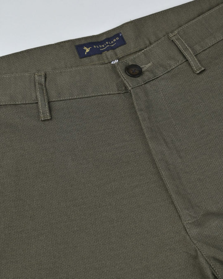 Army Green Wave Printed - 2 way stretch - COTTON PANT