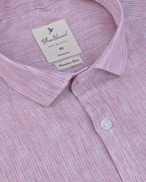 Dark Pink Flowline Stripes -Full-Bamboo Linen