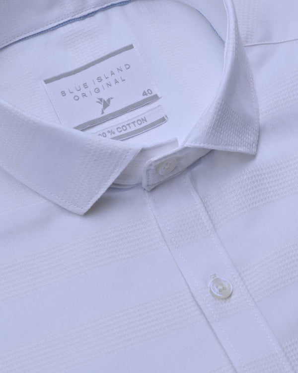 Self White Graphic Line Stripes- Full-Stain Proof