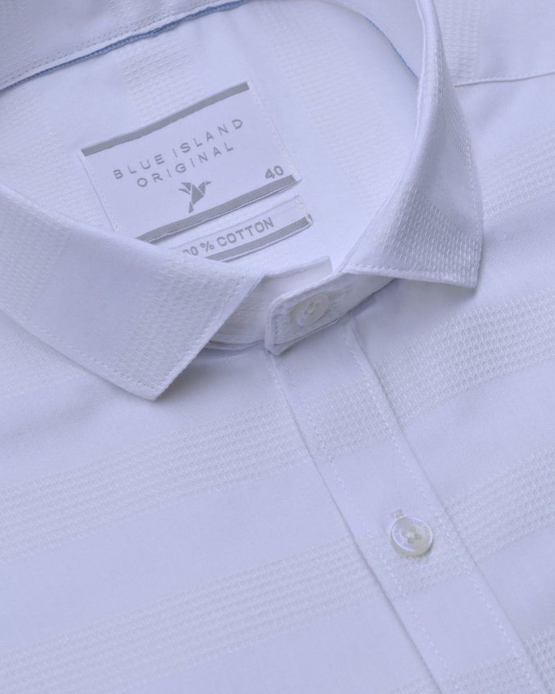 Self White Graphic Line Stripes- Full-Stain Proof