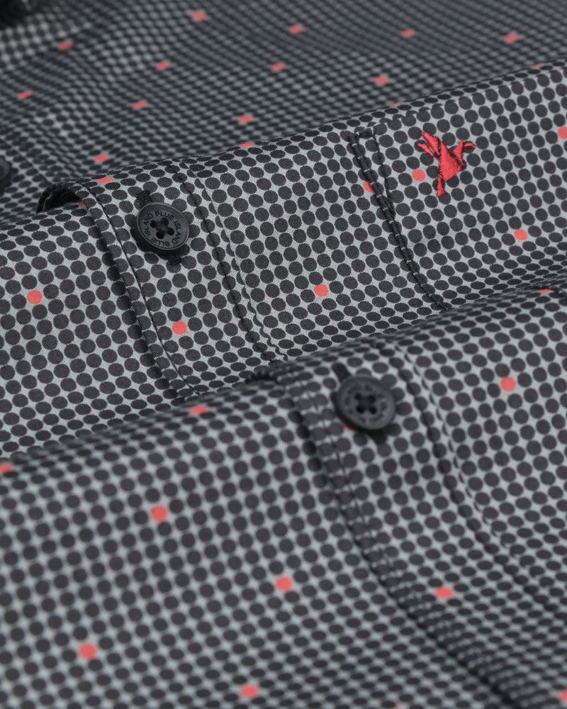 Red on Black Dotted Print-Full-Stain Proof