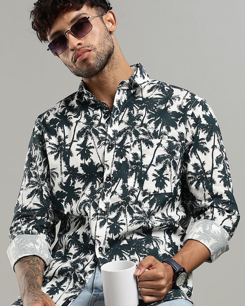 White Palm Grove Print -Full-Stain Proof