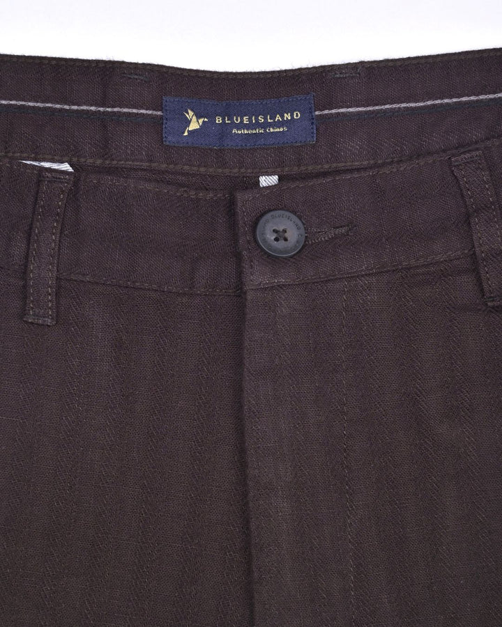 Choco Brown Stripes - 2 way stretch - COTTON LINEN PANT