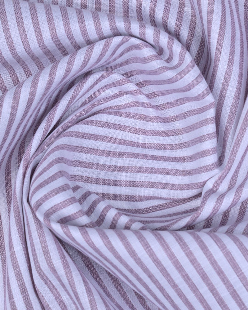 Maroon & White Linear Stripes -Full-Bamboo Linen