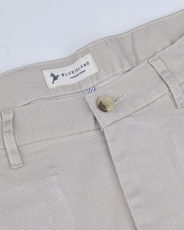 Cream Printed - 2 way stretch - COTTON PANT