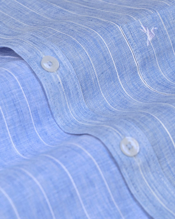 Blue Casual Stripes -Full-Bamboo Linen