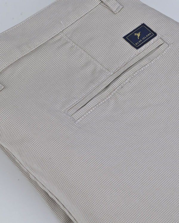 Cream Printed - 2 way stretch - COTTON PANT