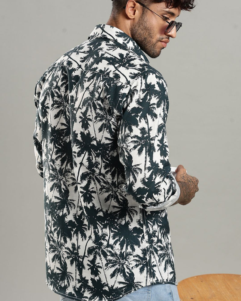 White Palm Grove Print -Full-Stain Proof