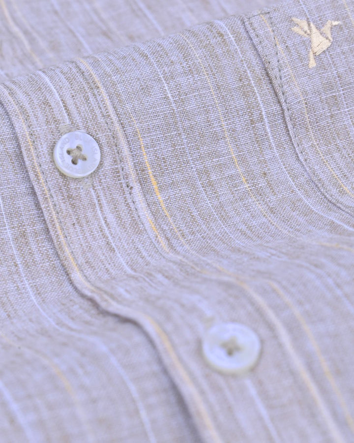 Wooden Brown &  Radium Line Stripes -Full-Bamboo Linen