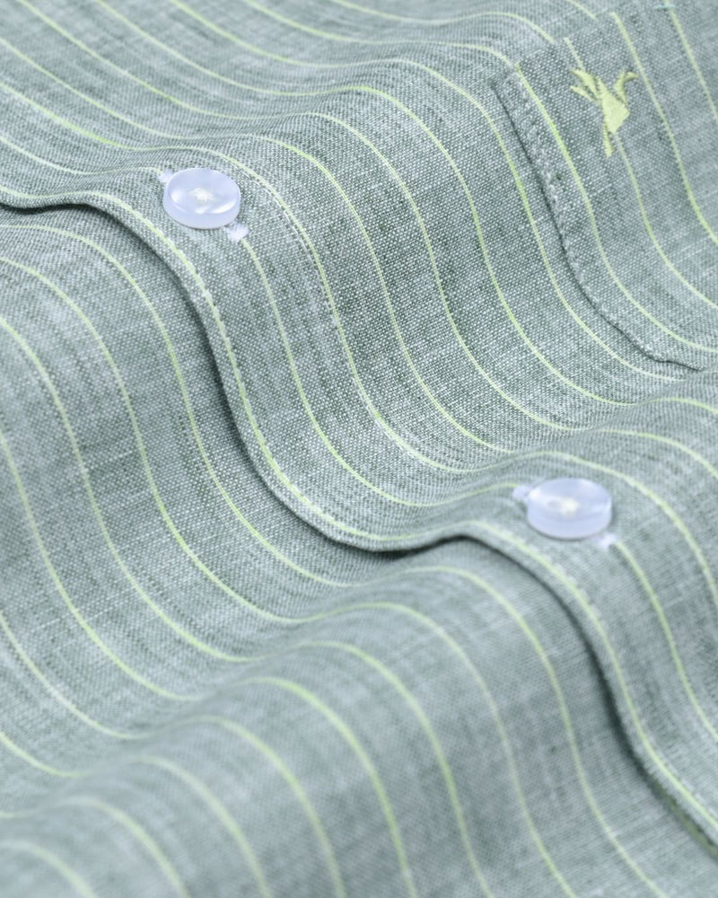 Dark Green Stripes -Full-Bamboo Linen