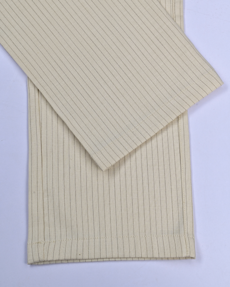 Cream Dotted Lines - 2 way stretch - COTTON PANT