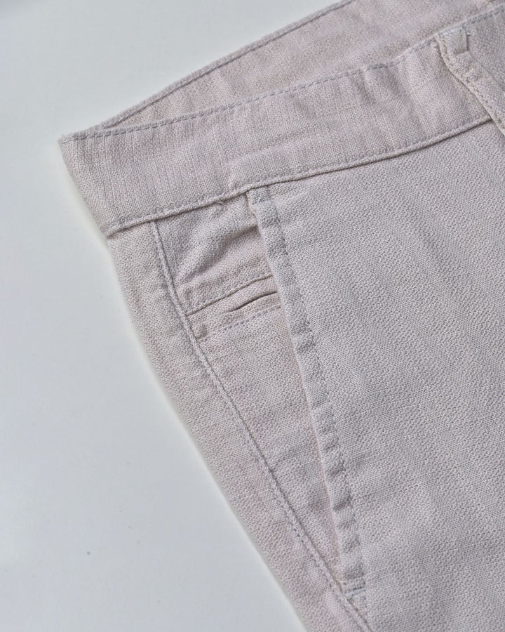 Cream Grain Stripes - 2 way stretch - COTTON LINEN PANT