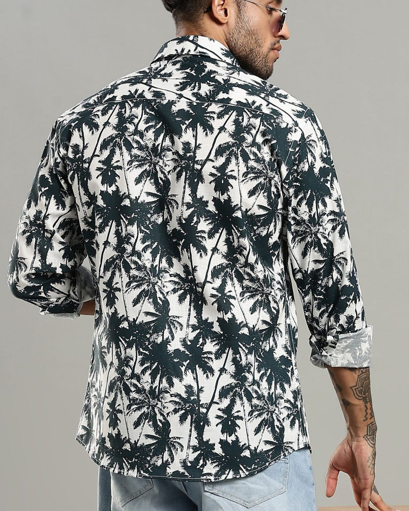 White Palm Grove Print -Full-Stain Proof
