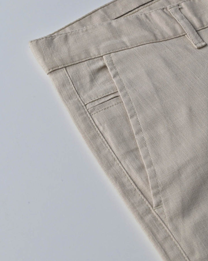 Dark Cream - 2 way stretch - COTTON LINEN PANT