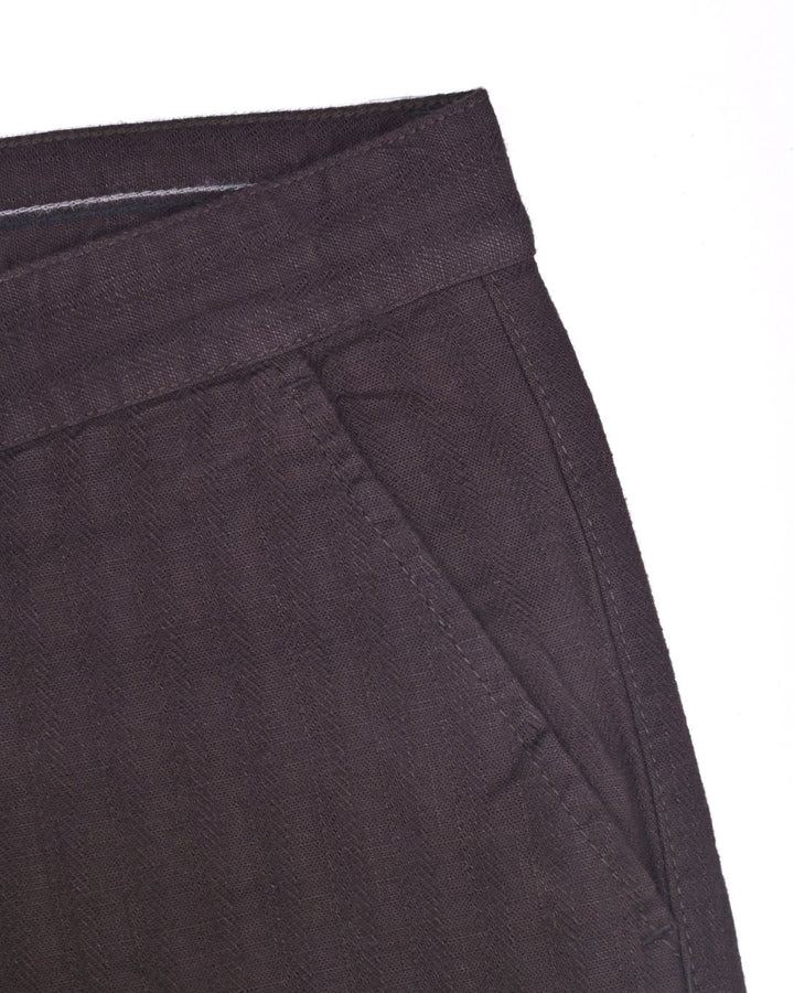 Choco Brown Stripes - 2 way stretch - COTTON LINEN PANT