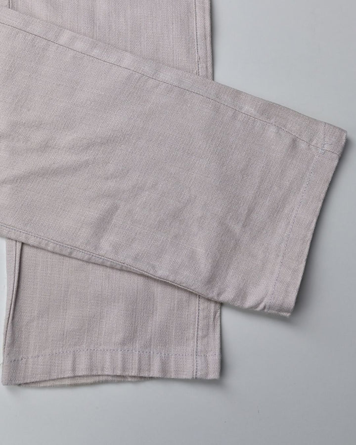 Cream Grain Stripes - 2 way stretch - COTTON LINEN PANT