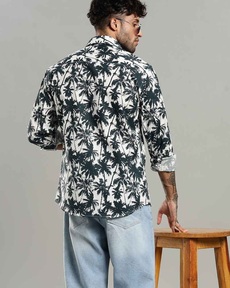 White Palm Grove Print -Full-Stain Proof