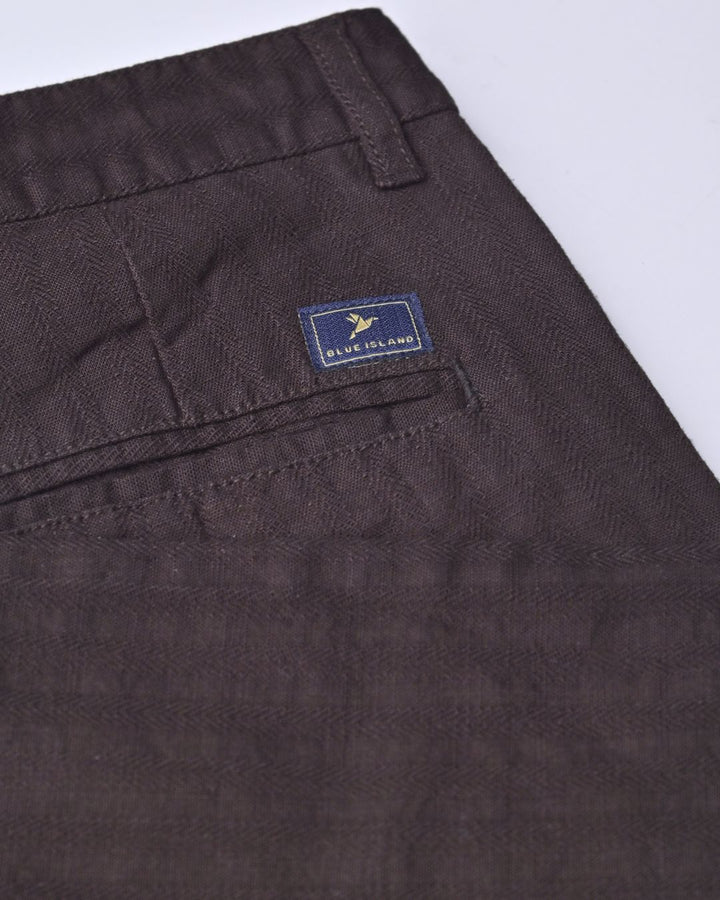 Choco Brown Stripes - 2 way stretch - COTTON LINEN PANT