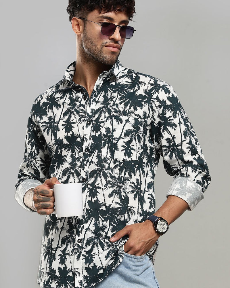 White Palm Grove Print -Full-Stain Proof