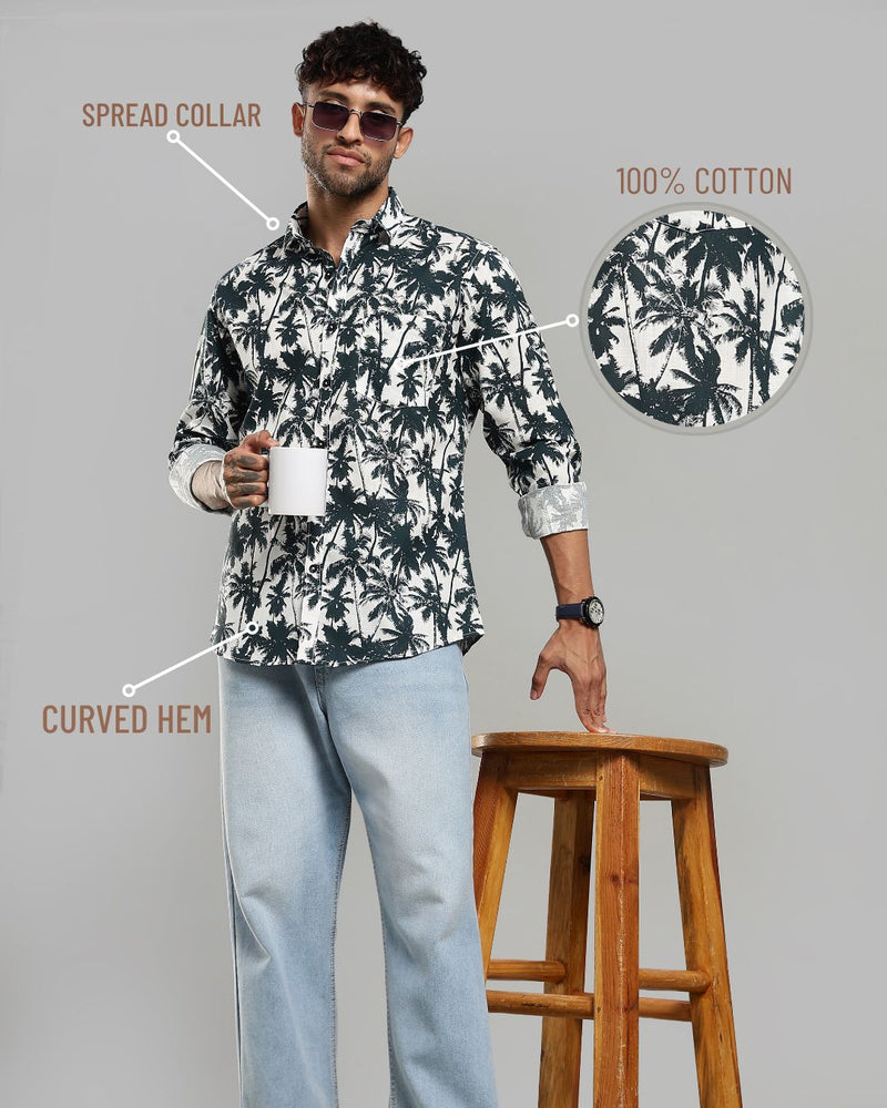 White Palm Grove Print -Full-Stain Proof