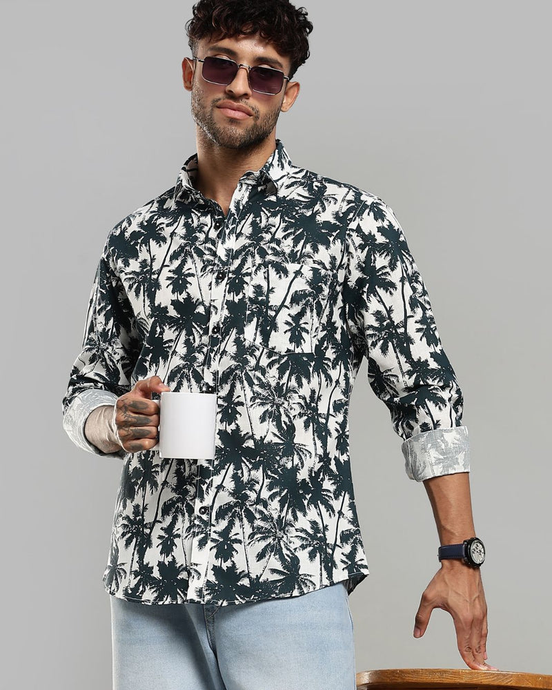 White Palm Grove Print -Full-Stain Proof