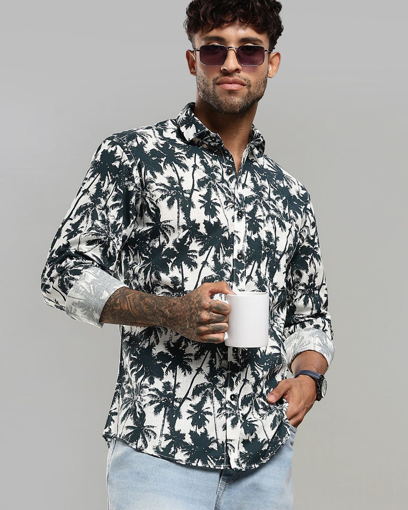 White Palm Grove Print -Full-Stain Proof