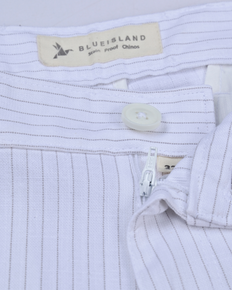 White Dotted Lines - 2 way stretch - COTTON PANT