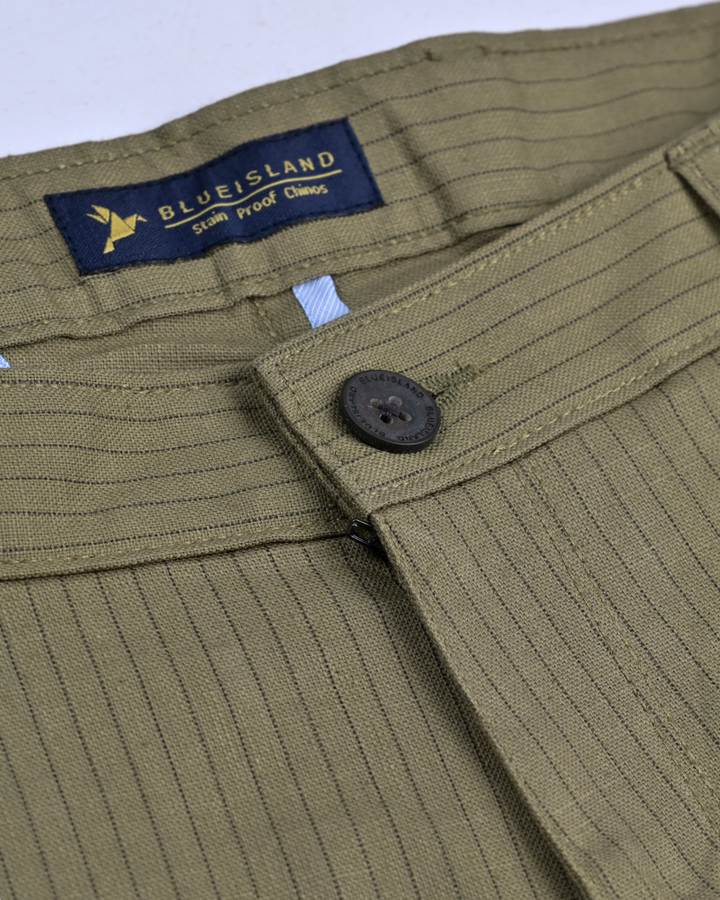 Green Dotted Lines - 2 way stretch - COTTON LINEN PANT